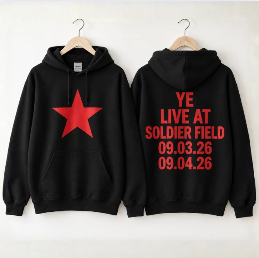 Ye Live At Soldier Field Red Star Tour Concert Vintage Black Hoodie